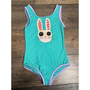 Mini Boden Swimsuit Sz 9-10 Years Bunny Rabbit Teal Purple NWT